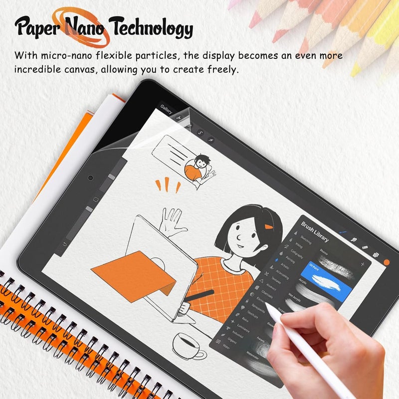 KCT 2 Pack Paperfeel Screen Protector Compatible with iPad 6th / 5th Generation 9.7 inch/iPad Air 1/2 High Touch Sensitivity Anti Glare, Less Reflection, PET Matte Texture, Easy Installation - Image 5